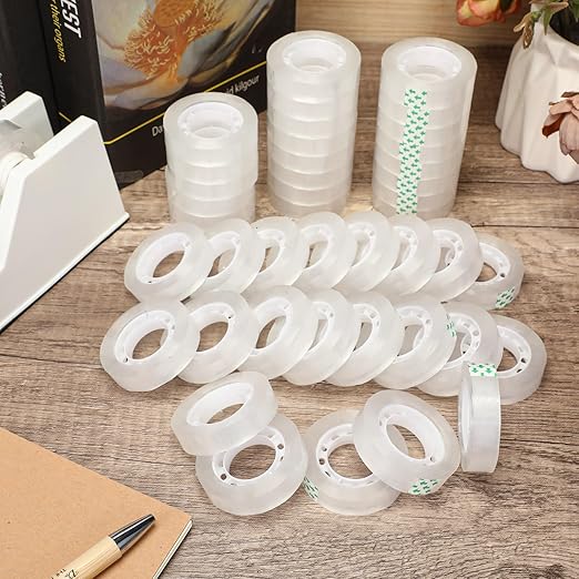 Jetec 24 Rolls Clear Tape Bulk Transparent Invisible Tape Refills 1/2 x 1260 Inches Glossy for Gift Wrapping Dispenser Office School Home Use Gift Wrap Desk Supplies