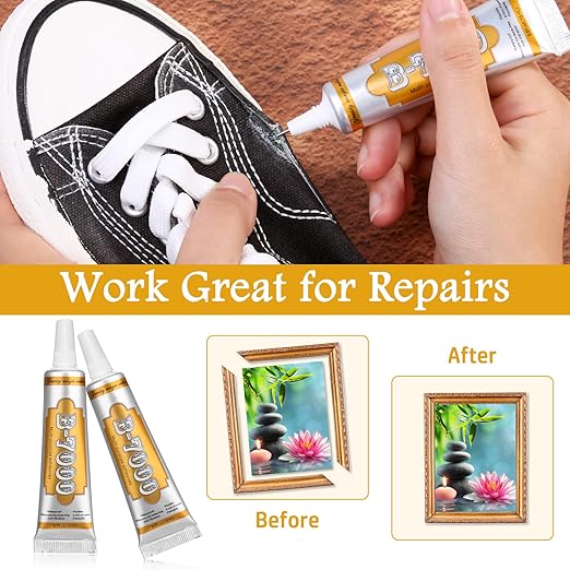 B7000 Clear Glue for Jewelry Making, Upgrade B-7000 Adhesive Crafts Glue Multipurpose Super Glue for Scrapbooking Supplies, School DIY Craft Glass, Fabric, Wood, Rhinestones Gems Clothes (2X 15ML)