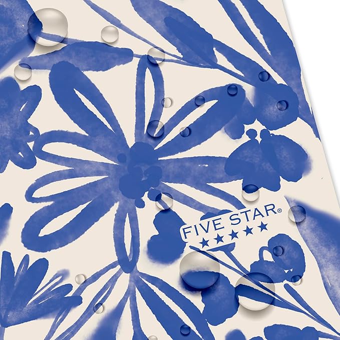 Five Star Spiral Notebook + Study App, 1 Subject, College Ruled Paper, 8-1/2" x 11", 80 Sheets, Fights Ink Bleed, Water Resistant Cover, Soft Petals Blue (820441F-ECM)