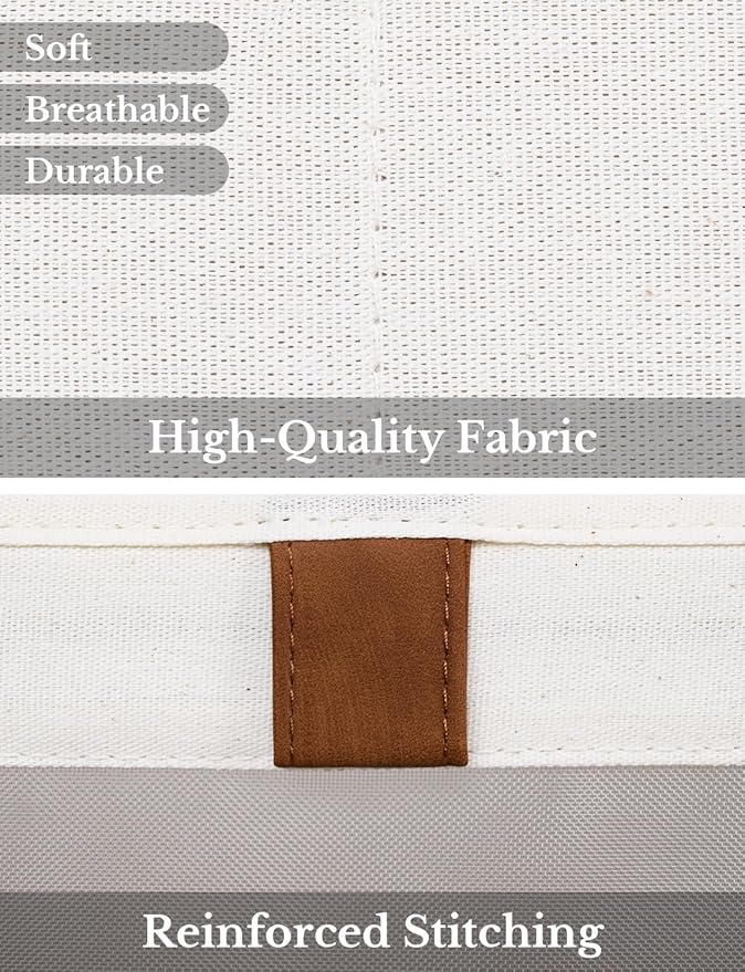 StorageWorks Closet Storage Bins, Large Storage Baskets with Clear Window and Handles, Foldable Fabric Organizer for Clothes, Shelves, Beige, 3 Pack