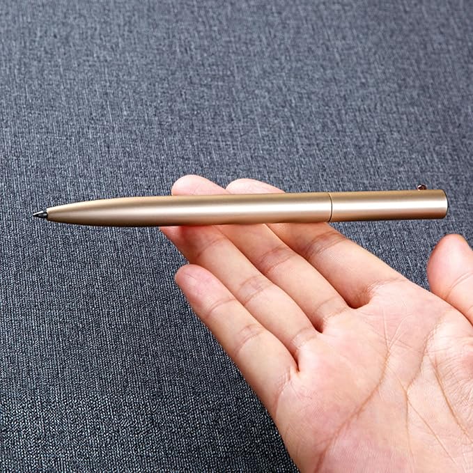 DUNBONG Retractable Metal Gel Pen, 0.5mm Medium Point Ballpoint Pens, Black Gel Ink (Blue)