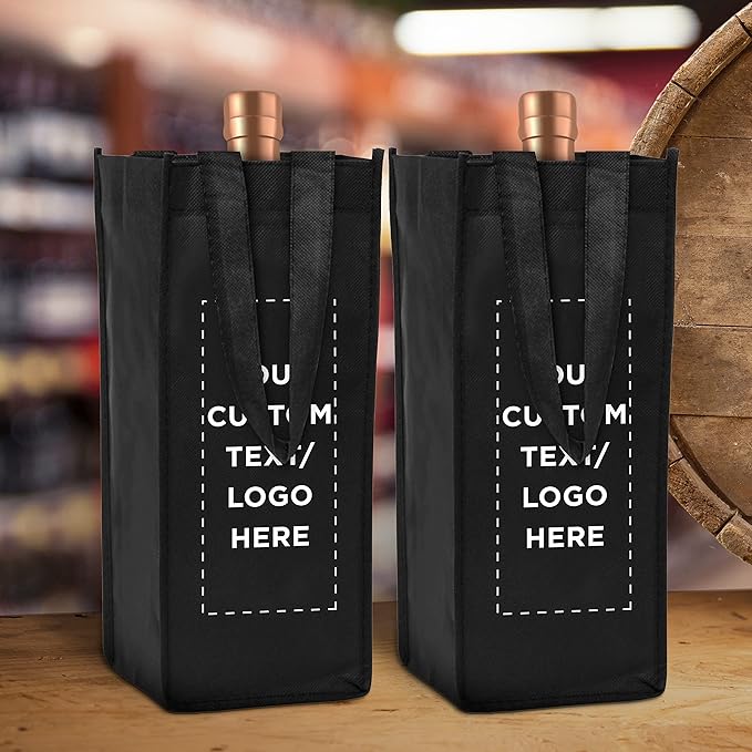 DISCOUNT PROMOS Non-Woven Vineyard Two Bottle Wine Bags