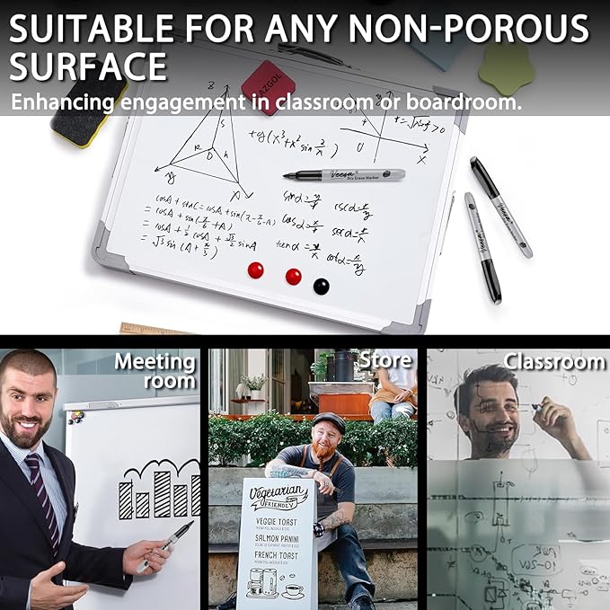 VEESA Dry Erase Markers Black, Fine Tip, 75 Count Low-Odor Whiteboard Marker Pens, Back to School Supplies, Office Series