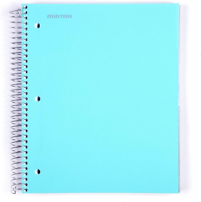 Mintra Office Durable Spiral Notebooks, 5 Subject (Teal, College Ruled 1pk)