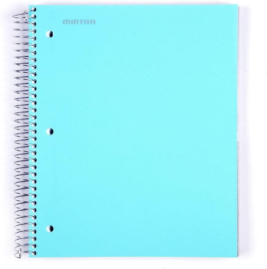 Mintra Office Durable Spiral Notebooks, 5 Subject (Teal, College Ruled 1pk)
