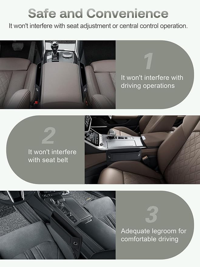 Universal Fit Premium Leather Car Seat Gap Filler Organizer, Center Console Organizer with Card Slots for Car Suv Truck (Black, 1 Pack)