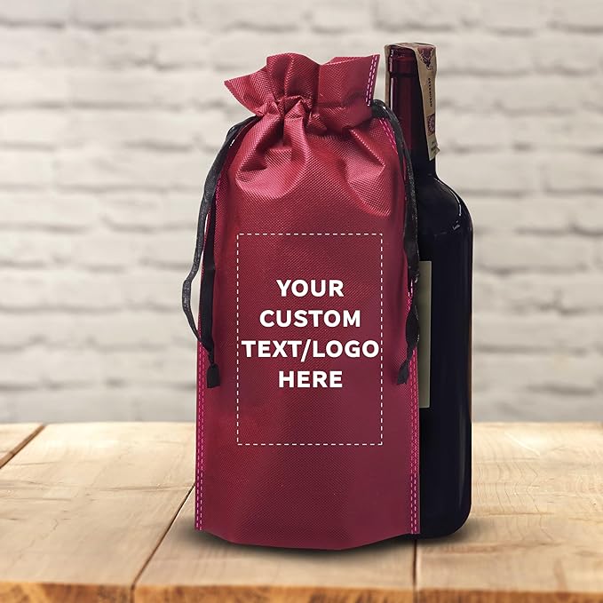 DISCOUNT PROMOS Non-Woven Vineyard Two Bottle Wine Bags