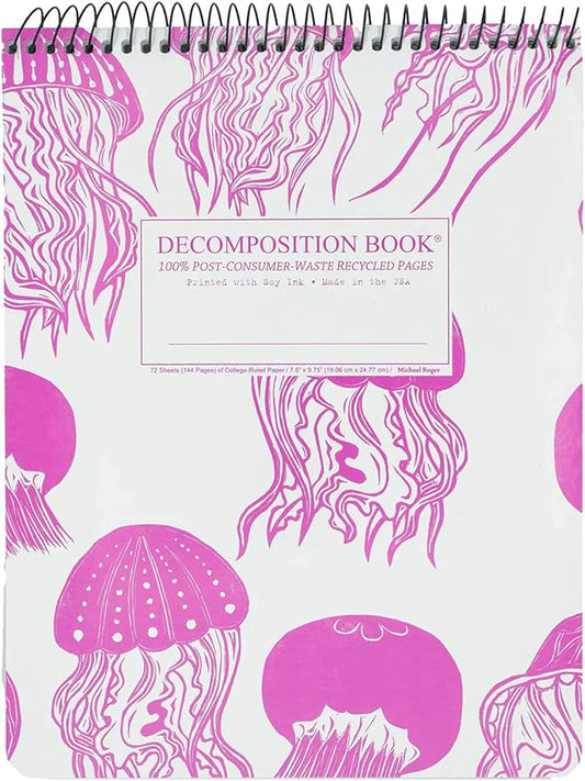 Decomposition Jellyfish Top Bound Spiral Notebook – 7.5 x 9.75 Journal, College Ruled Lined Pages – Left-Handed Friendly Notebooks Ideal for Students, Artists & Office Professionals – Made in USA