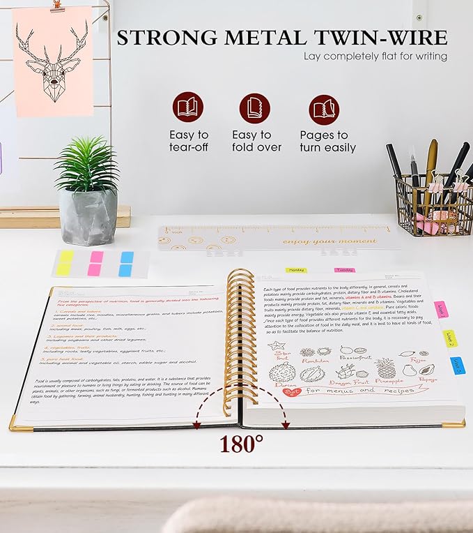 Spiral Notebook Journal 5.75” x 8.38”, 300 Pages Hardcover Leather Lined Journals for Women Men, A5 Small College Ruled Notebooks with 100 GSM Thick Paper, Spiral Journal for Writing Work School,