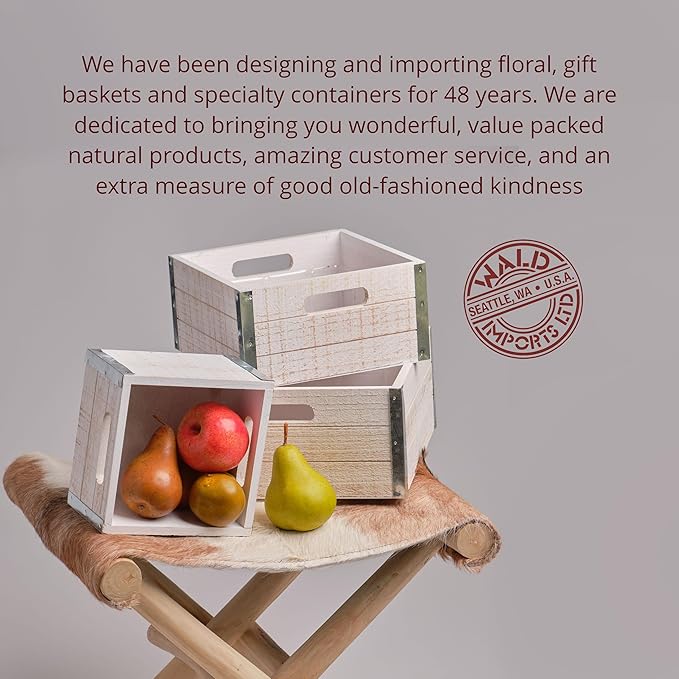 wald imports - Set of 3 Rustic Distressed Wooden Crates for Storage - Decorative Wooden Crate Set for Home Decoration & Display - Vintage Storage for Household Goods