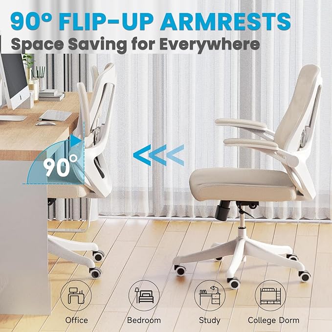 Mesh Office Computer Desk Managerial Executive Chair, Ergonomic High Back Comfy Swivel Gaming Home Chairs with Wheels, Comfortable Lumbar Support, Comfy Arms for Study,Home,Bedroom(Khaki)