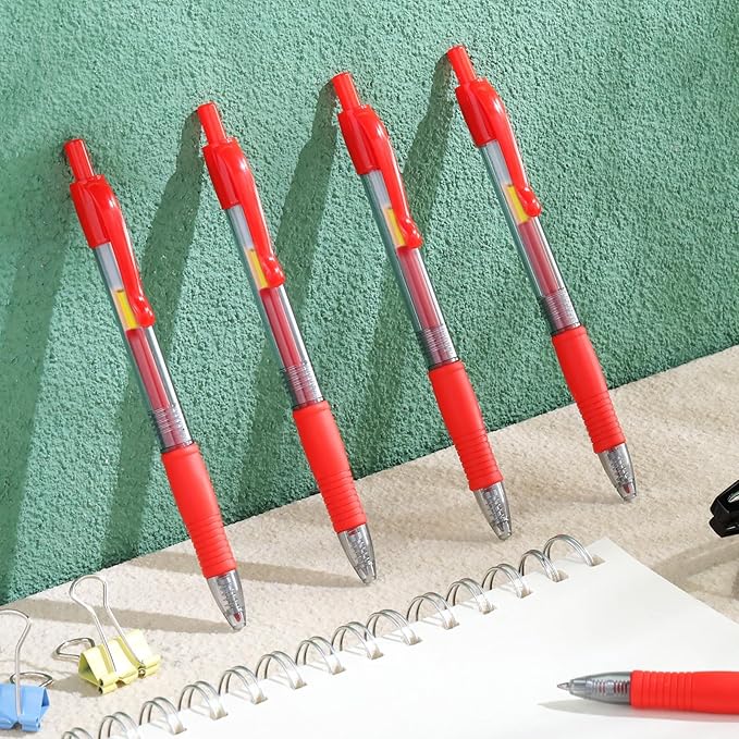 Jetec 250 Pcs Premium Gel Roller Pens Bulk, Fine Point 0.7 mm, Retractable Gel Ink Roller Ball Pens for Writing Journaling Taking Notes Office (Red)