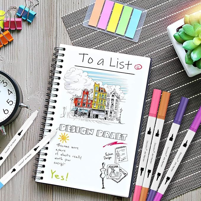 Soucolor Teacher Appreciation Gifts, College Graduation Gifts, 36 Colors Dual Tip Art Brush Markers Pens for Adult Coloring Books Kids Note taking Planner Lettering Drawing Preppy School Stuff