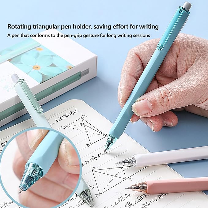 HeTaoCat Retractable Gel Pens, 6 Pastel Exterior Colors, 0.5mm Fine Point, Quick Drying, Writing Drawing, Black ink gel pens, Box of 6 Pens (6)