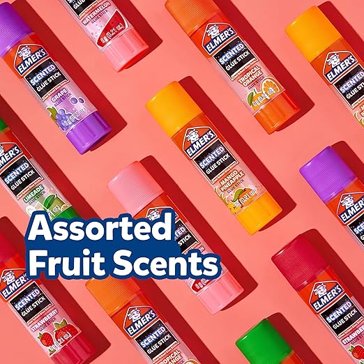 Elmer's Glue Stick Variety Pack, Featuring BlooStick Buddies, Disappearing Purple, and Scented Glue Sticks, Assorted, 30 Count
