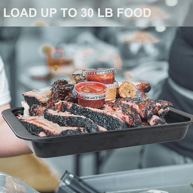 Deep Grilling and Prep Serving Tray, BBQ Trays for Raw and Cooked Food, Melamine Serving Trays for Food, Set of 2, Black and Red