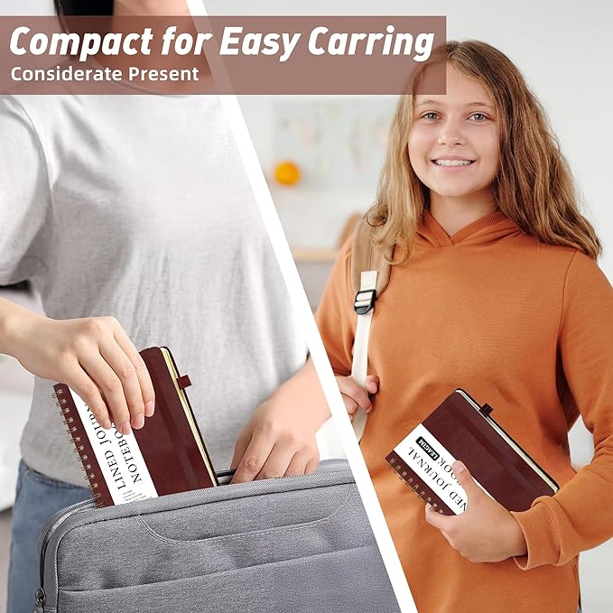 Lined Spiral Journal Notebook for Women & Men, College Ruled Hardcover Notebook for Work & Note Taking, Journals for Writing, 100 GSM, Business, School, 140 Pages, A5(5.8"x8.5") - Burgundy