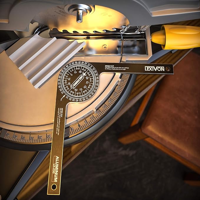 LEXIVON Aluminum Miter Saw Protractor | 7-Inch Rust Proof Angle Finder Featuring Precision Laser Engraved Scales (LX-230)