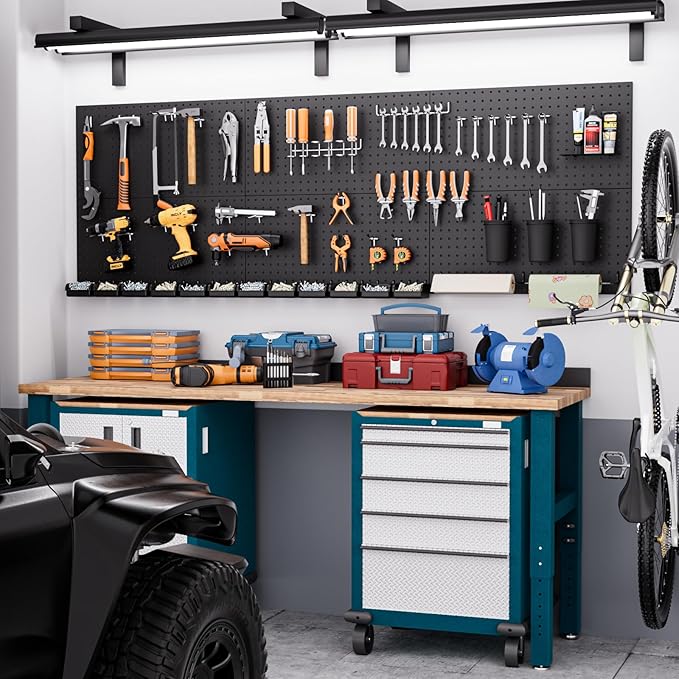 INCLY 48x36 Inch Metal Peg Board Kit with 1/4" Pegboard Hooks Accessories, 6PCS Peg Board Panels and 234PCS Black Pegboard Wall Organizer Tool Storage System for Garage Workbench Shed