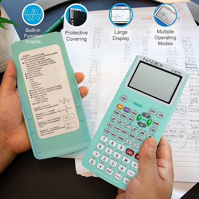 Scientific Calculator with Graph Functions for College and High School Students, Engineering, Advanced Mathematics, Calculus, Algebra, Geometery, Trigonometry, Statistics, Physics, Chemistry - Green