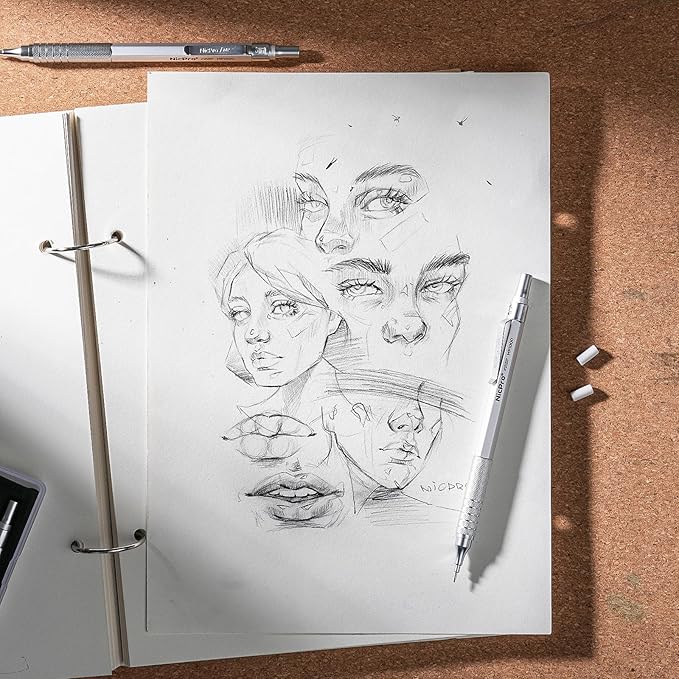 Nicpro 0.7 Metal Mechanical Pencil Set with Case, 3PCS MP1000 0.7mm Artist Lead Pencil With 8 Tube HB Refills, 3 Erasers, 9 Eraser Refill For Architect Art Drafting Drawing Engineering, Sketching