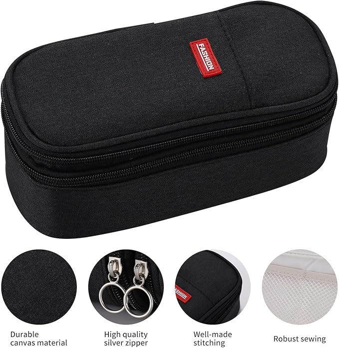 Big Pencil Case Large Capacity Pencil Bag with Zipper Pencil Pouch for Boys Girls Kids Adults Stationery Pencil Pen Case Organizer for School Office Black
