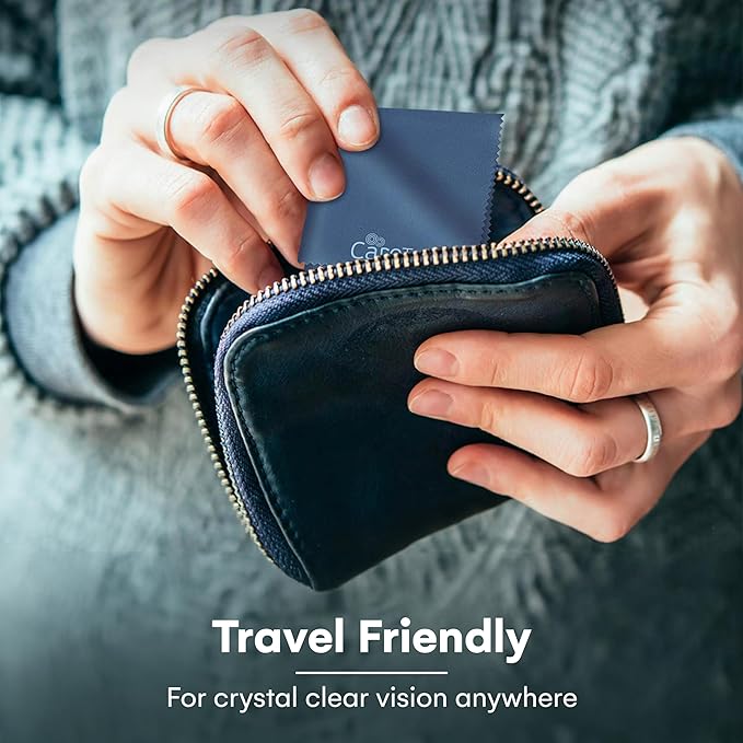 Care Touch Microfiber Cleaning Cloths, 6 Pack - Cleans Glasses, Lenses, Phones, Screens, Other Delicate Surfaces - Large Lint Free Microfiber Cloths - Eye Glass Clean Cloths - 6" x 7" (Navy Blue)