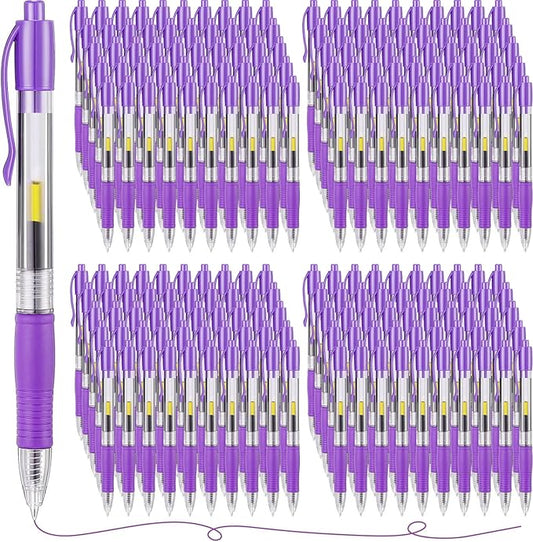 Jetec 500 Pcs Premium Gel Roller Pens Bulk, Fine Point 0.7 mm, Retractable Gel Ink Roller Ball Pens for Writing Journaling Taking Notes Office (Purple)