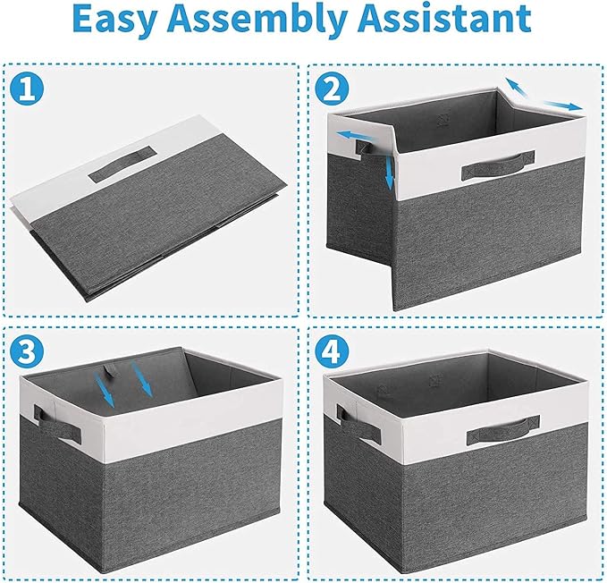 GhvyenntteS Large Closet Storage Bins with 3 Handles, 15x11x9.6 Inch Storage Baskets for Shelves, Foldable Fabric Storage Bins for Shelves, Closet Organizers and Storage Boxes 3 Pack