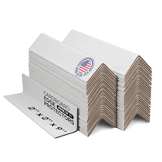 IDL Packaging - CEP-9-M Cardboard Edge Protector 2" x 2" x 9", Pack of 50 – White Kraft Cardboard Corner Protectors for Shipping – V-Board Reinforced Pallet Edge Protector