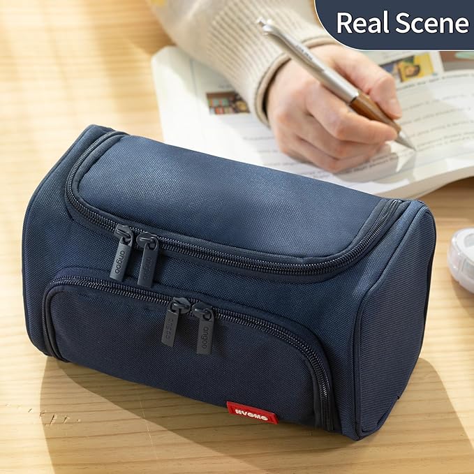 HVOMO Big Capacity Pencil Case High Large Storage Pouch Marker Pen Case Travel Simple Stationery Bag School College Office Organizer for Teens Girls Adults Student(Blue)