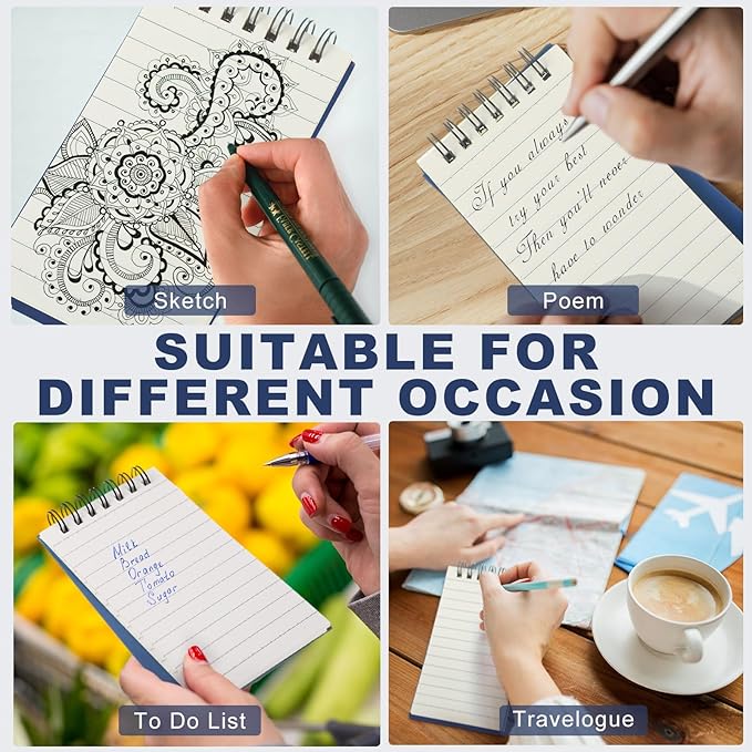 Tenceur 18 Pcs Pocket Notebook Bulk Small 3x5 Inch Spiral Notepads Mini Top Bound Notebook with Lined 120 Pages Ruled Memo Pads for Office College Nurse Essentials Back to School Gift (Blue)