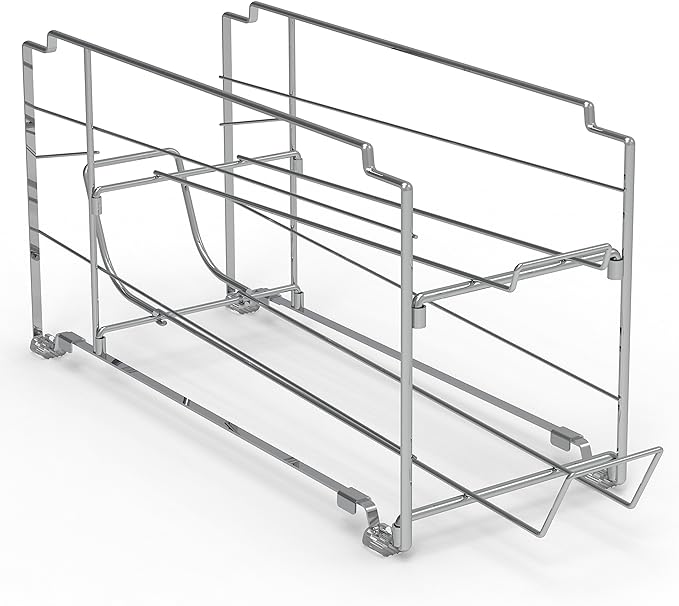 Simple Houseware Stackable Front Loading Beverage Can Dispenser Rack, Chrome - 2 Pack