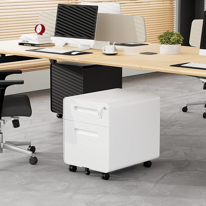 2 Drawer File Cabinet with Lock and 4 Keys, Mobile Metal Filing Cabinet, File Cabinets for Home Office, Under Desk, Pre-Assembly, File Drawer, Letter/Legal/A4 Hanging File Folders