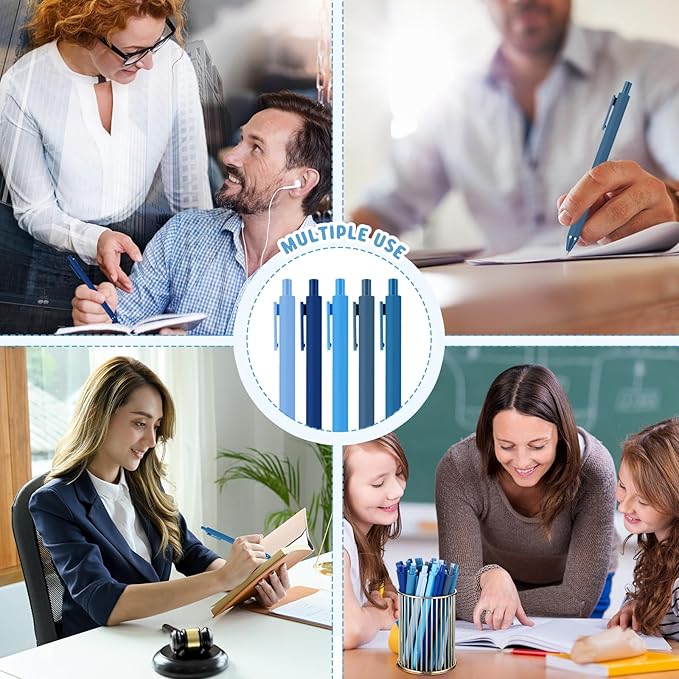 50 Pcs Ballpoint Pens Bulk Retractable Writing 1. 0 mm Black Ink Cute Pens Smooth Writing Color Fancy Gift for Teacher Student Employee Office School Home Baby Shower Supplies (Blue Series)