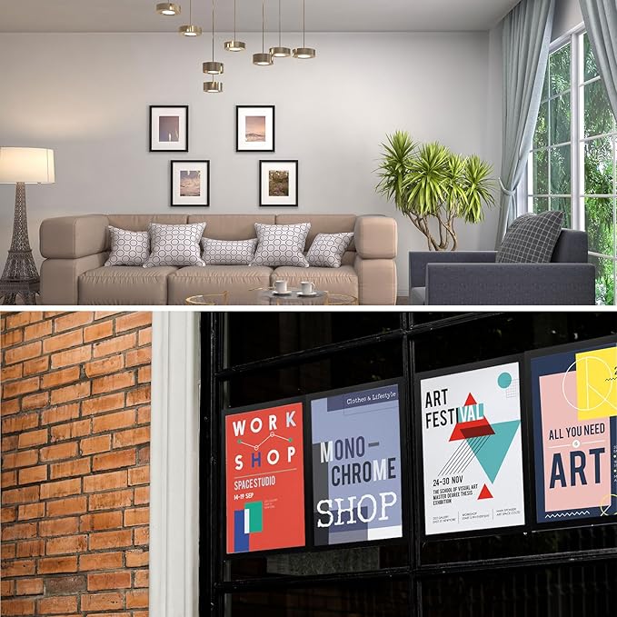 uxcell 2 Pcs Magnetic Sign Holder, 11.7" x 16.5" Self-Adhesive Magnetic Wall Signs Holder Magnetic Picture Frame Document Holder for Home Office Wall Window Displays, Sky Blue