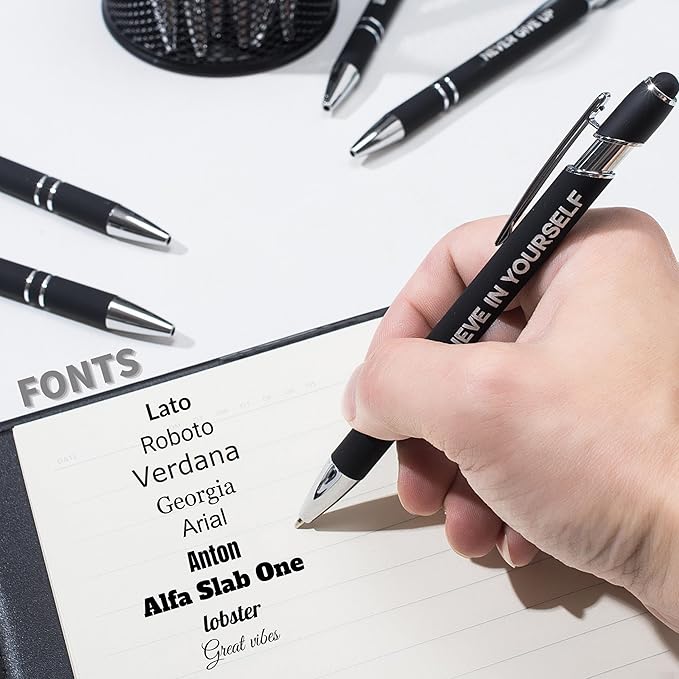 Personalized Custom Pens in Bulk – Engraved Black Ink Ballpoint Pens for Business Gifts, Customizable Writing Pens for Men and Women(Silver)