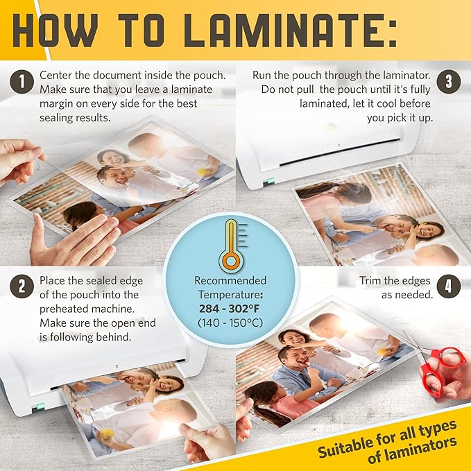50 Pack Thermal Laminating Pouches 9ā x 14.5ā, 3 Mil Thick, Suited for Legal Size Laminating Sheets 8.5 x 14