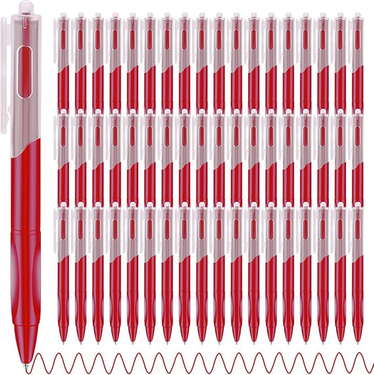 Aozora Pens Bulk,60 Pack Red Click Pens with Grip,Wholesale Retractable Ballpoint Pens Medium Point,Smooth Ink Pen for Journaling School Office Supplies 1.0MM Red Ink