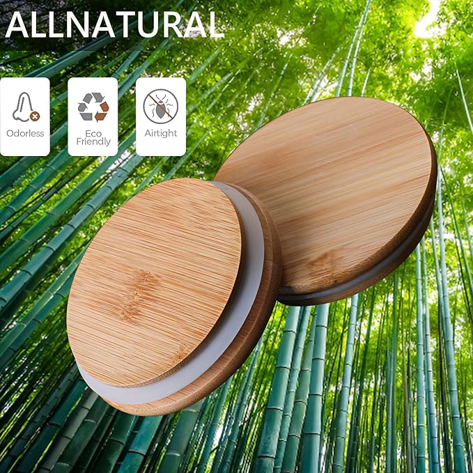 1.5 Qt Round Glass Storage Containers with Lids, Clear Food Storage Container Jar with Sealing Bamboo Lid for Noodles Flour Cereal Rice Sugar Tea Coffee Beans(Round-3Pack )