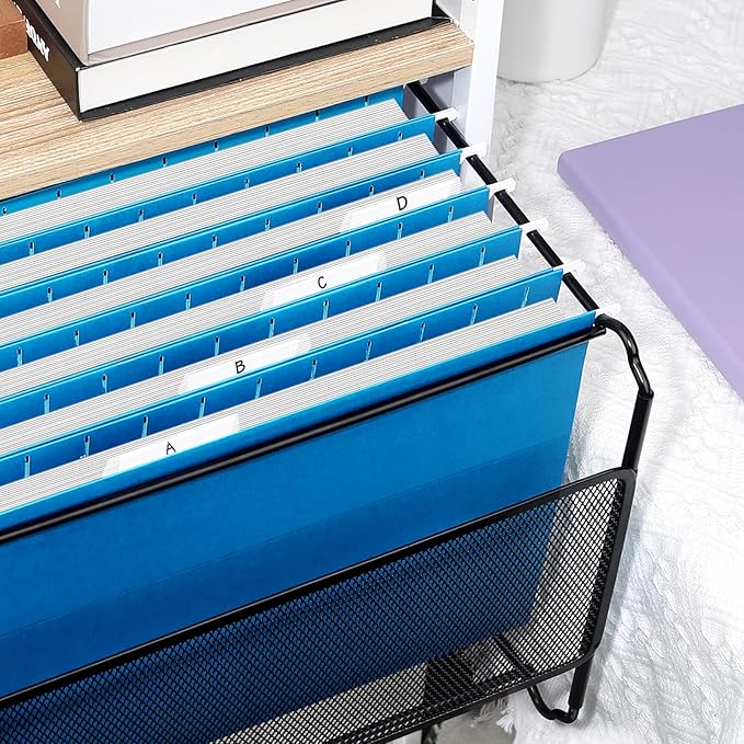 SUNEE 25 Pack Hanging File Folders, Blue Folders, Hanging File Folders Letter Size with 1/5-cut Tabs, Stay Organized for Your Home and Office Bulk File and Documents