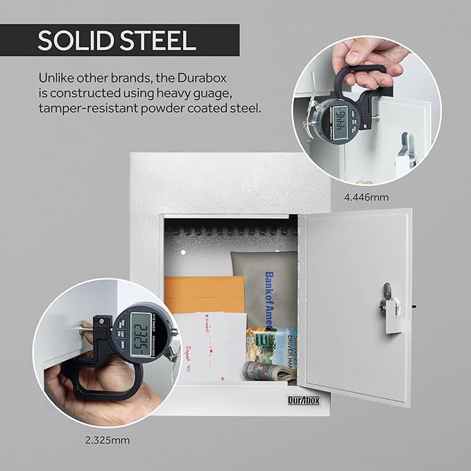 Through-The-Wall Drop Box Deposit Safe 17 x 13 x 7 - Heavy Duty Steel Mailbox with Lock for Receiving Mail, Checks, Letters, Cash and More for Home, Office and Commercial Use (D700) (Gray)