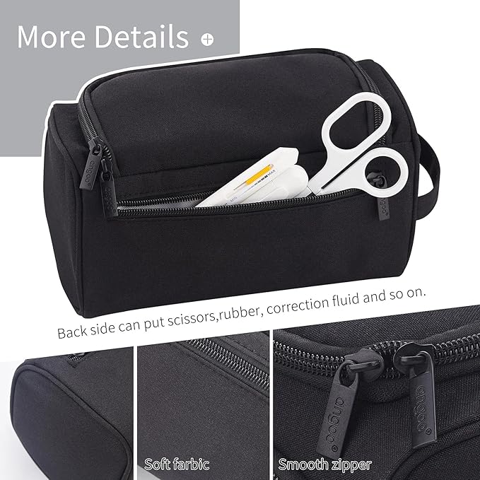 HVOMO Big Capacity Pencil Case High Large Storage Pouch Marker Pen Case Travel Simple Stationery Bag School College Office Organizer for Teens Girls Adults Student(Black)