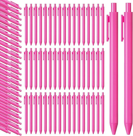Teling 100 Pcs Ballpoint Pens Retractable Comfortable Cute Stylish Writing Pens in Medium Point 1.0 mm for Office Supplies(Rose Red)