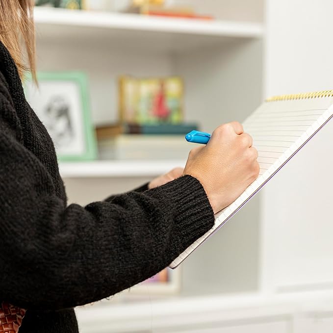 PAPERAGE Top Bound Spiral Notebook, 3 Pack, Lined Notepad, (Light Grey/Navy/Sage Green), 70 Sheets (140 Pages) Per Notebook, Wide/Legal Ruled, 8.5 inches x 11 inches