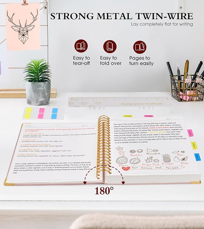 Spiral Notebook Journal 8.5” x 11”, 300 Pages Hardcover Leather Lined Journals for Women Men, A4 Large College Ruled Notebooks with 100 GSM Thick Paper, Spiral Journal for Writing Work School, Pink