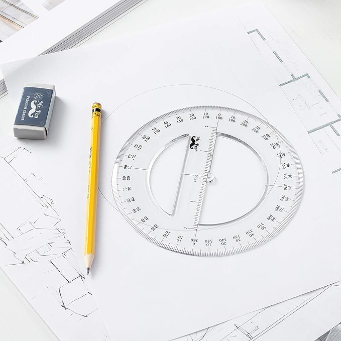 Mr. Pen- Protractor, Pack of 2, Protactor 360 Degree, Protractor Set, Protractor Ruler, Drafting Tools, Circle Protractor, Protractors Classroom Set, Large Protractor, Math Geometry Set