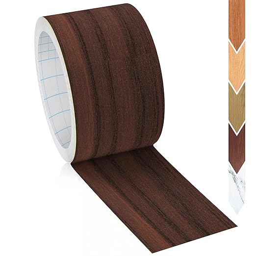 GSCIT Club Walnut Wallpaper, 2.4 inch X 100ft Self Adhesive Wood Grain Repair Tape Walnut Repair Patch for Tables, Chairs, Baseboards, Doors, Windows, Floors, Handicraft DIY.