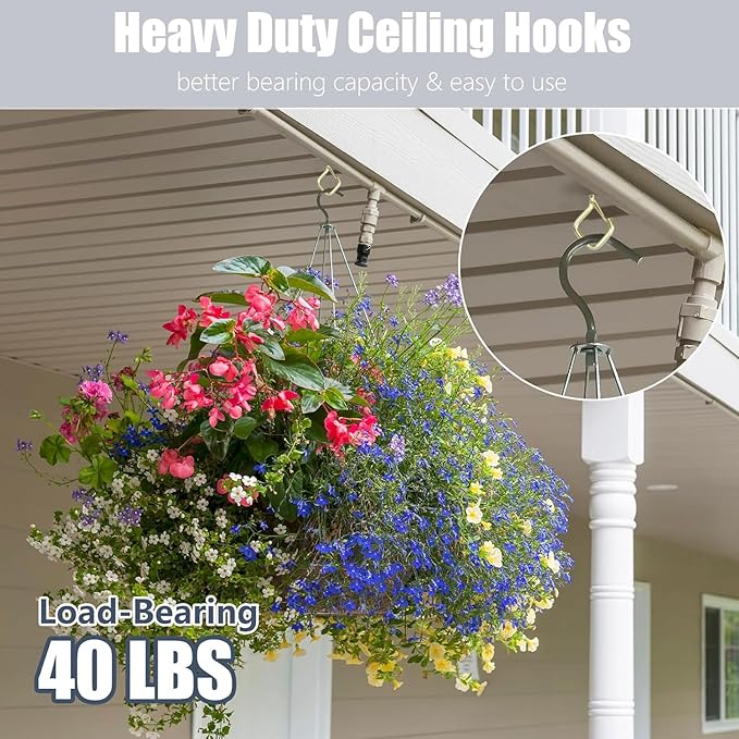 35PCS Eye Screw Hooks for Hanging Heavy Duty with Safety Buckle.Metal Ceiling Hooks for Hanging Plants,Cup,Wind Chime,Bird Feeders,String Lights at Indoor&Outdoor,2.36 Inches Gold