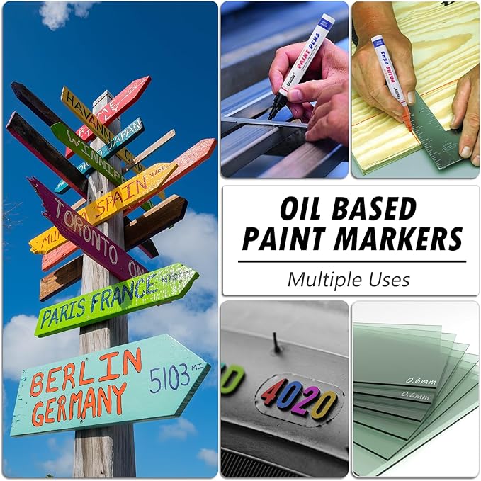 Blue Paint Markers, 2 Pack Oil-Based Waterproof Quick Dry Permanent Paint Pen Set for Rocks Painting, Wood, Fabric, Plastic, Canvas, Glass, Mugs, Metal, Tire, Stone, DIY Craft